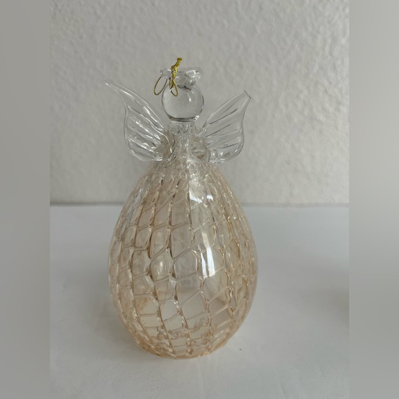 BLOWN GLASS AND BELL SHAPED ANGEL ORNAMENT HOLDING A STAR FOR WISHES AND DREAMS - Picture 3 of 6